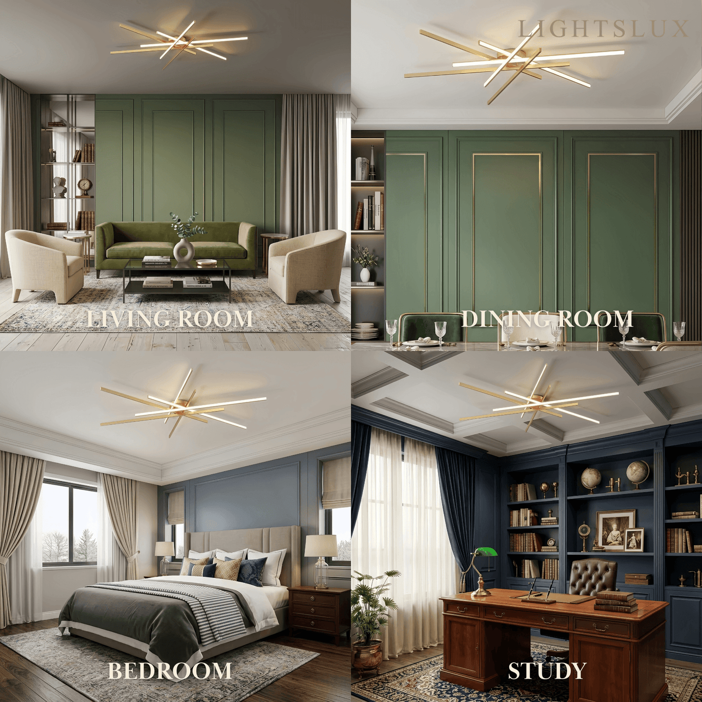 Modern Luxury Semi-Flush Mount Ceiling Light — Brass & Silicone Gold