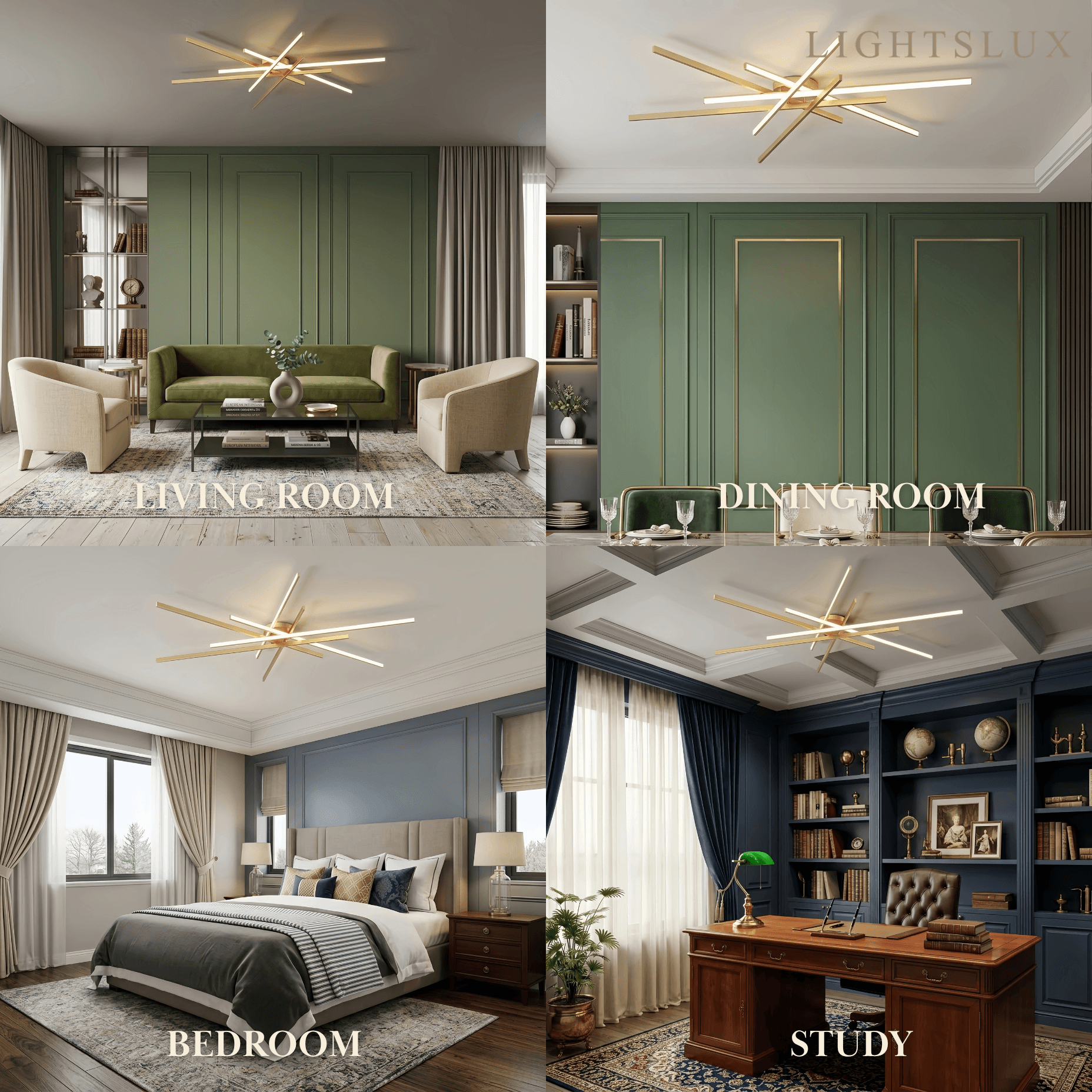 Modern Luxury Semi-Flush Mount Ceiling Light — Brass & Silicone Gold