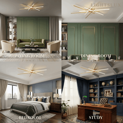 Modern Luxury Semi-Flush Mount Ceiling Light — Brass & Silicone Gold