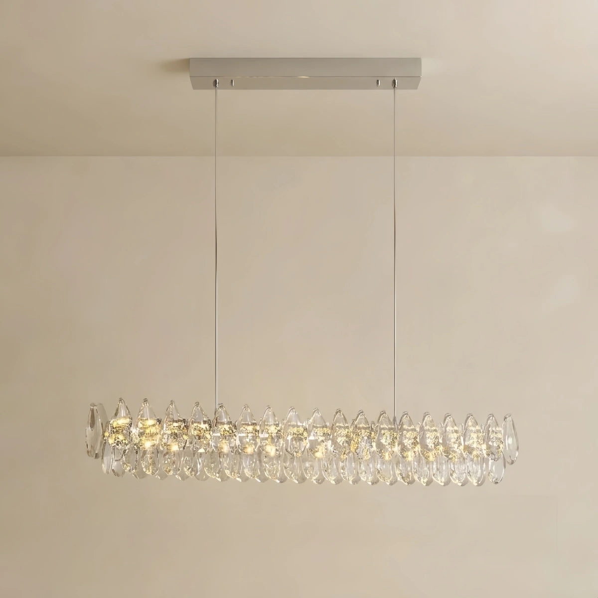 Excelis Modern Luxury Pendant Light — Carbon Steel & K9 Crystal Clear for Dining Room