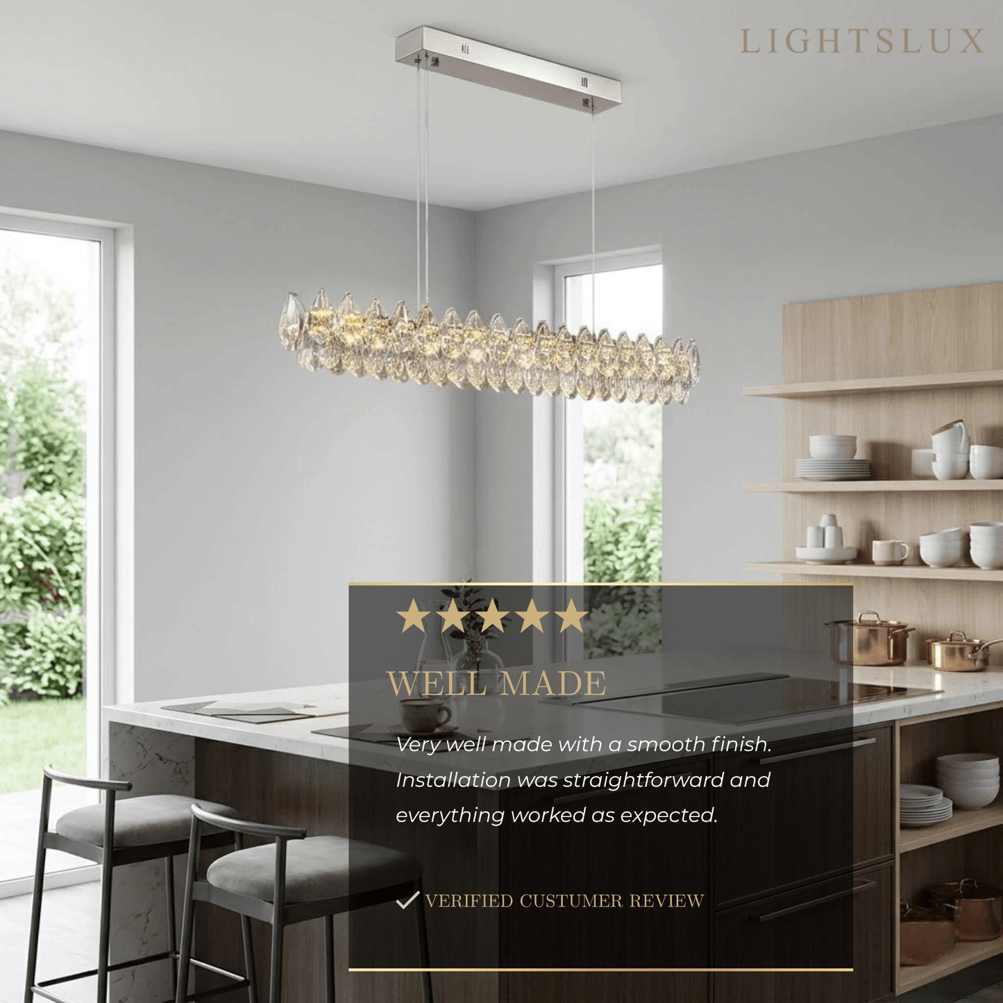 Modern Luxury Pendant Light — Carbon Steel & K9 Crystal Clear