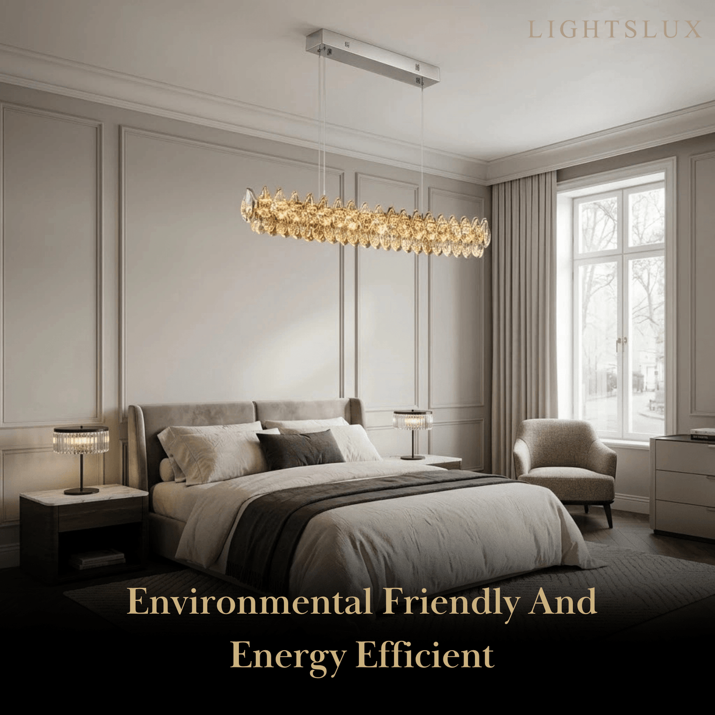 Modern Luxury Pendant Light — Carbon Steel & K9 Crystal Clear