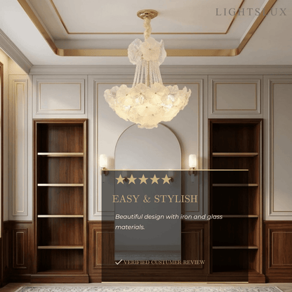 Elegant Crystal Chandelier -- Iron & Glass