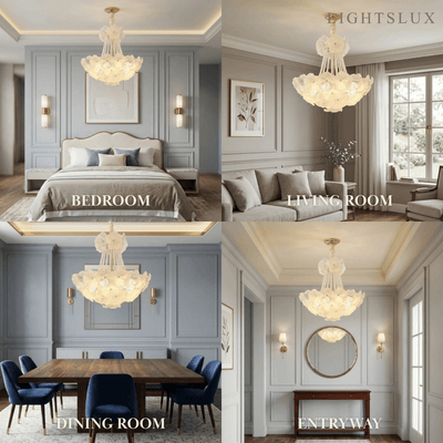Elegant Crystal Chandelier -- Iron & Glass