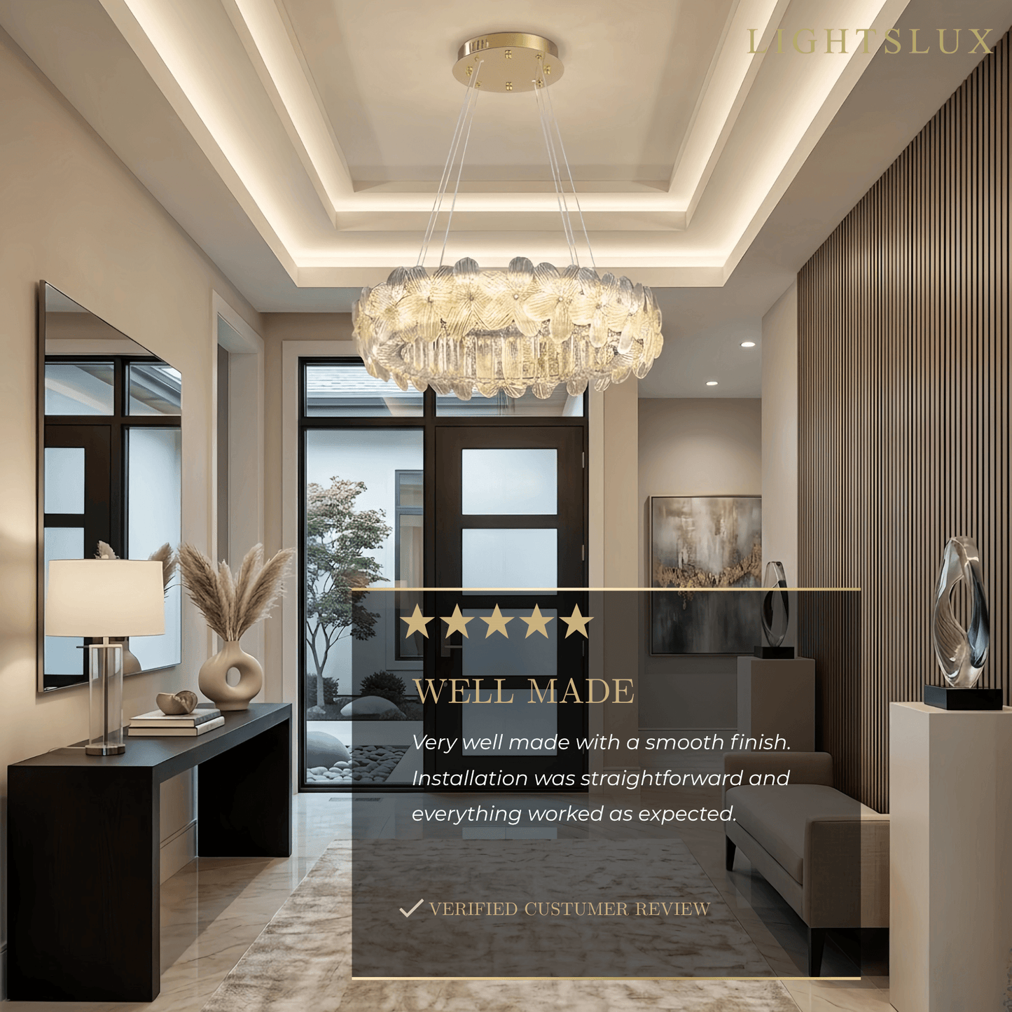 Modern Luxury Crystal Chandelier -- Stainless Steel & Glass