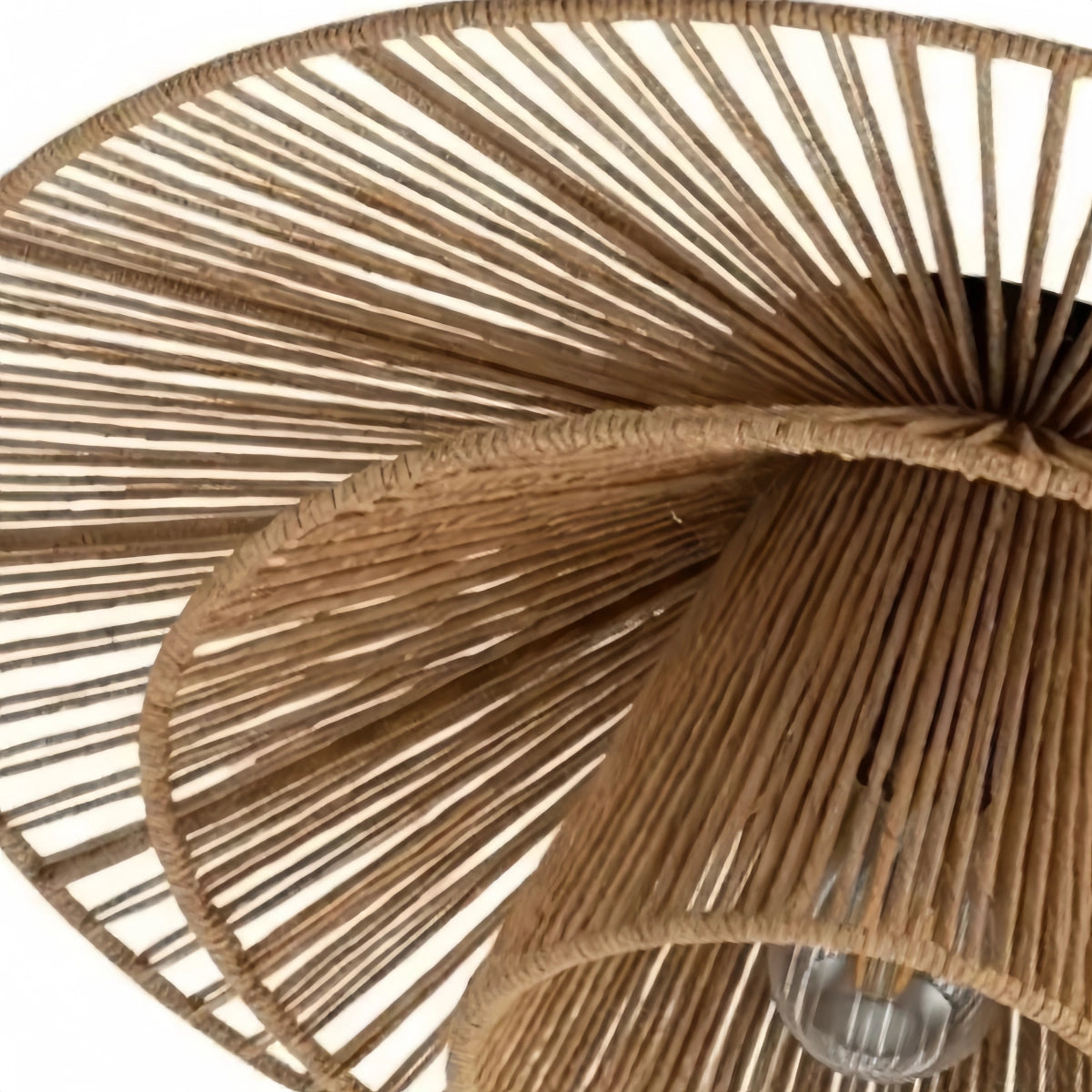 Zenno Natural Hemp Rope Flush Mount Ceiling Light -- Woven Linen Color for Bedroom