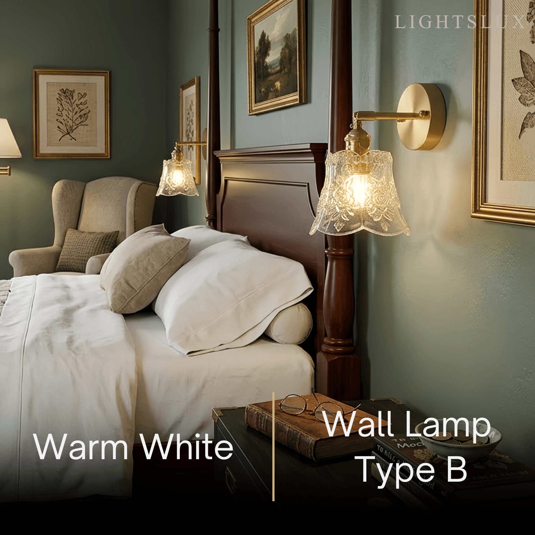 Classic Brass Glass Pendant Light -- Walnut Wood Accent