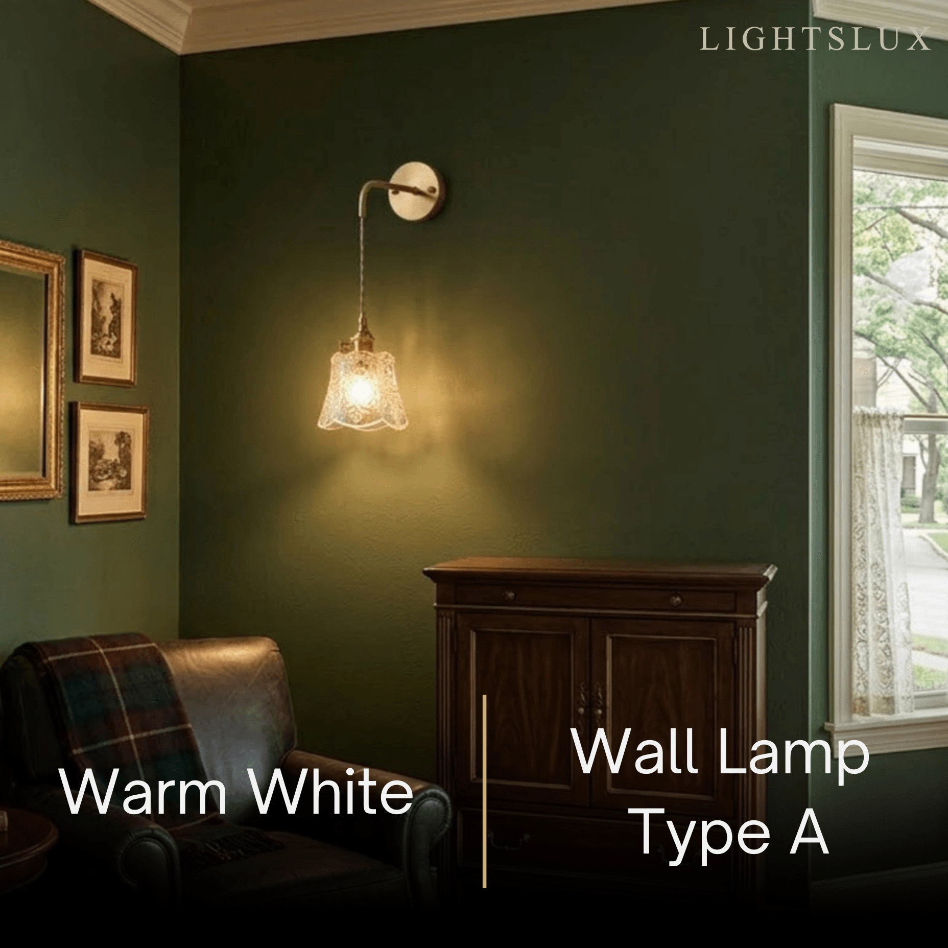 Classic Brass Glass Pendant Light -- Walnut Wood Accent
