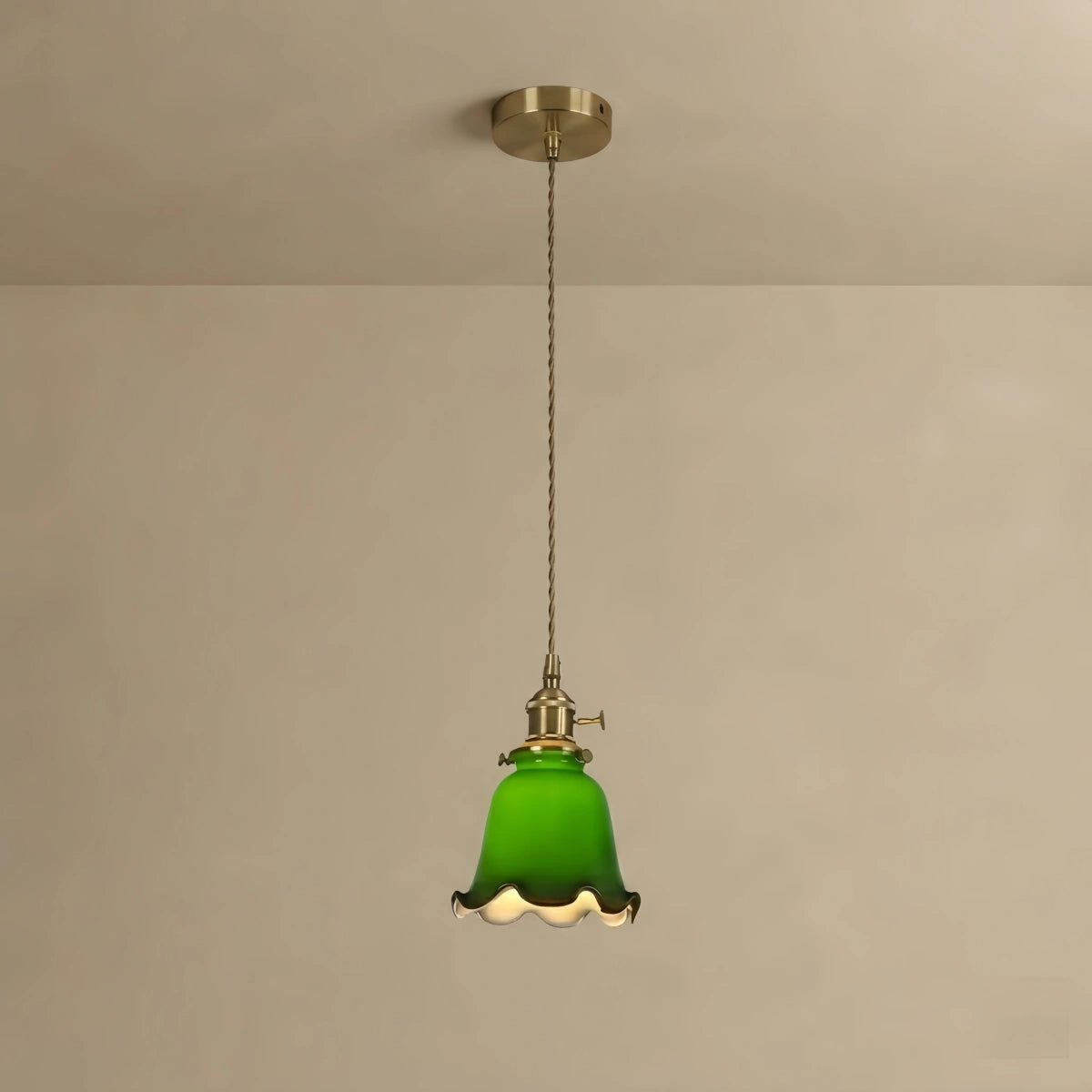 Irondale Vintage Green Glass Pendant Light -- Brass Accent for Dining Room Restaurant