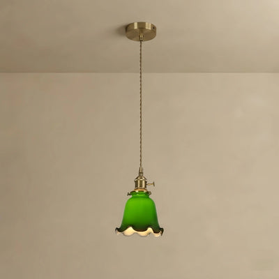 Irondale Vintage Green Glass Pendant Light -- Brass Accent for Dining Room Restaurant