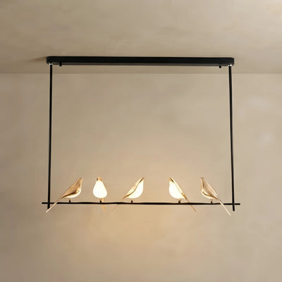 Vivara Nordic Magpie Bird Chandelier – Linear/Round Black/Gold for Living Room / Dining Room
