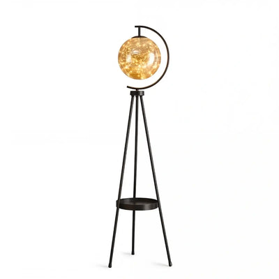 Modern Glass Ball Tripod Floor Lamp with Tray -- Gold or Black