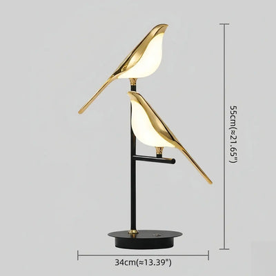 Modern Acrylic Bird Table Lamp -- Adjustable Black & Gold 