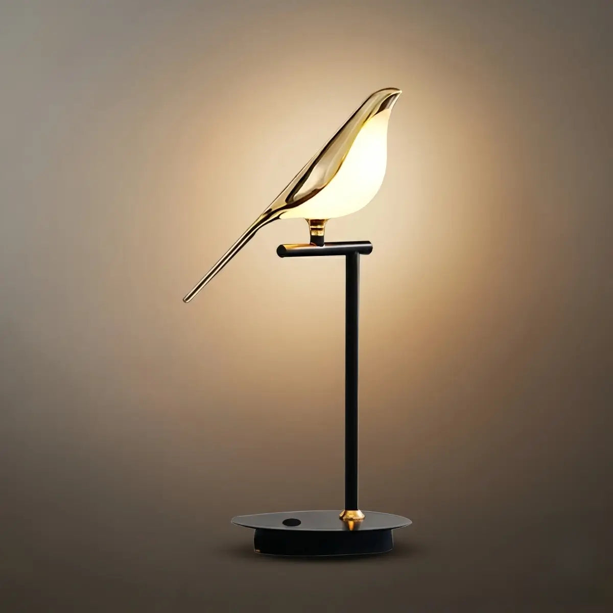 Modern Acrylic Bird Table Lamp -- Adjustable Black & Gold 