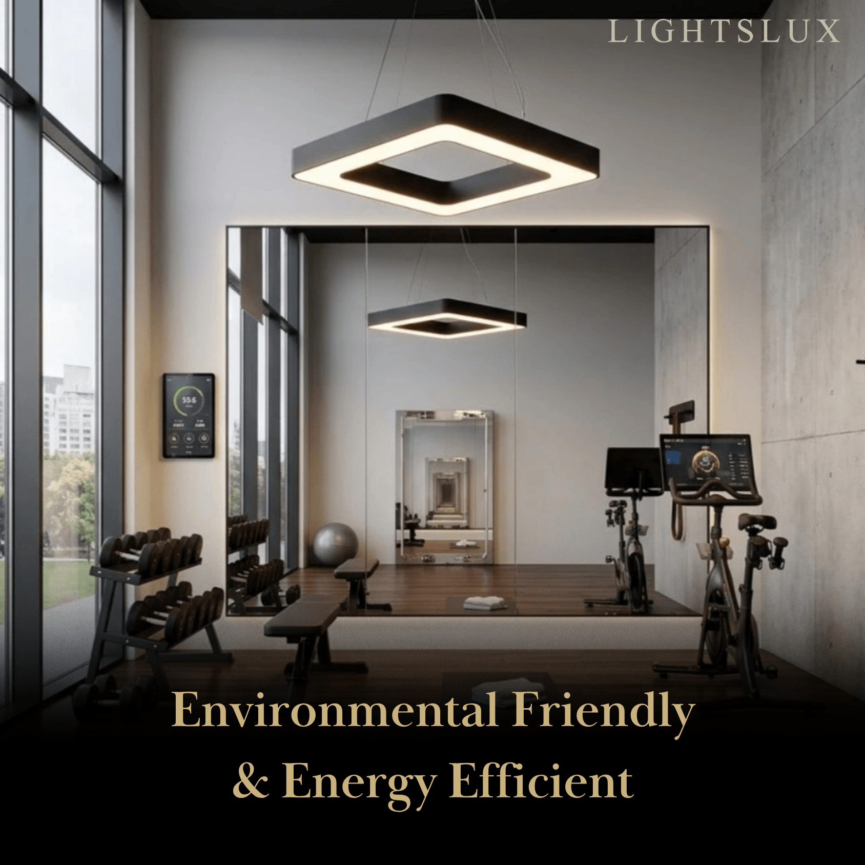 Modern Square Pendant Light -- Black Iron Acrylic