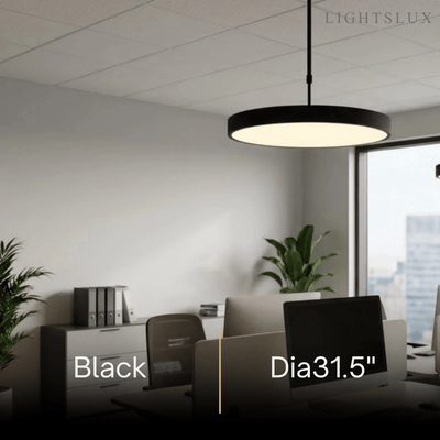 Modern Round Pendant Light -- Iron Acrylic Black or White