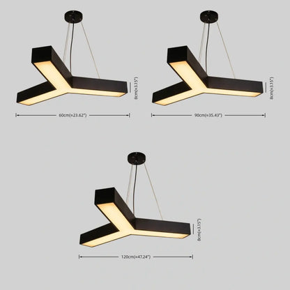 Modern Y-Shaped Pendant Light -- Aluminum Black White Silver