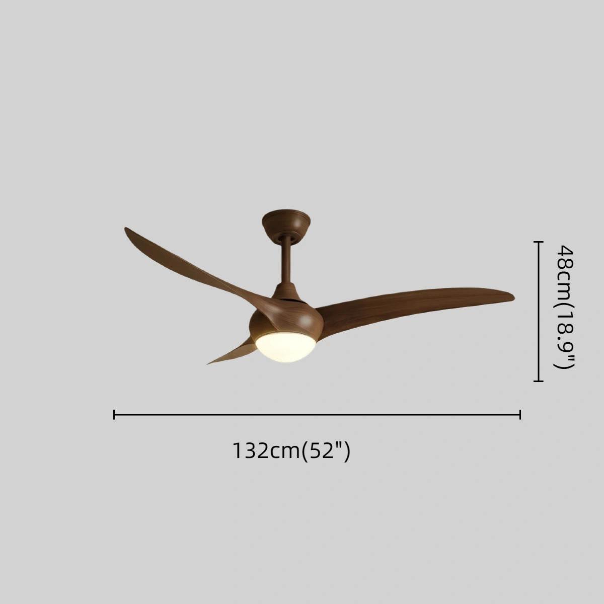 Zenno Modern Ceiling Fan Light with LED -- Walnut Wood Grain for Living Room