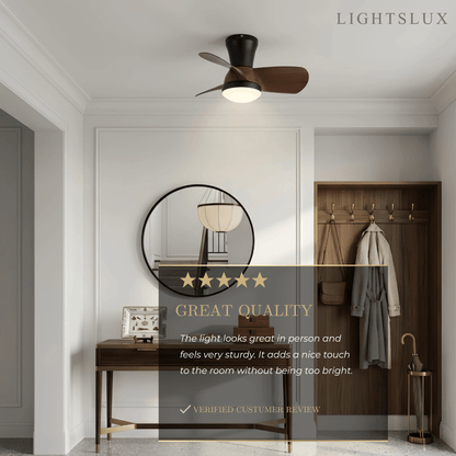 Modern Ceiling Fan Light with LED -- Walnut Wood & Black