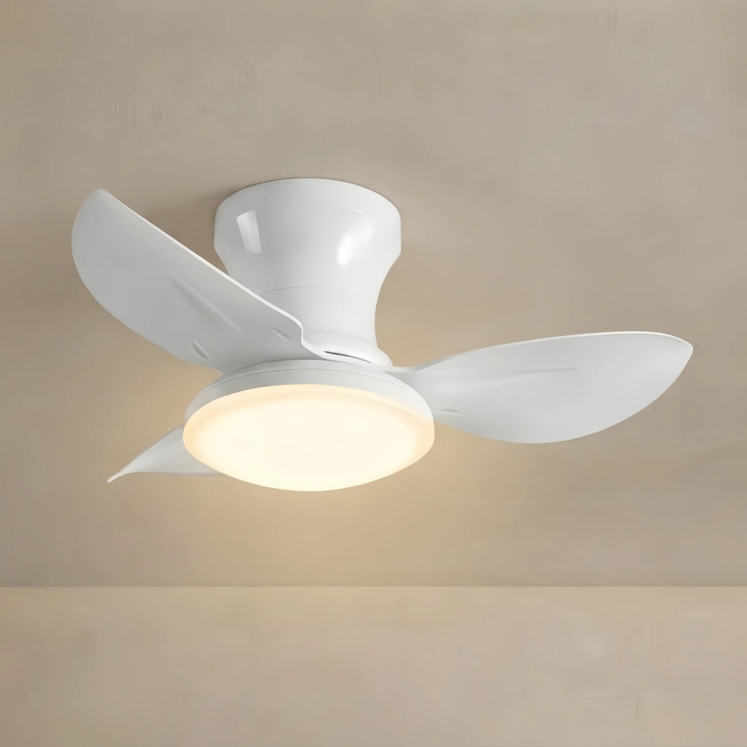 Vivara Modern Ceiling Fan Light —  White Flush Mount with LED for Bedroom