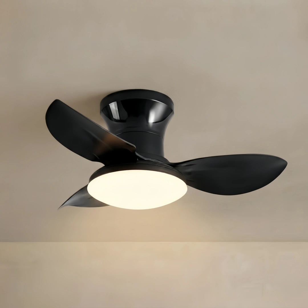 Vivara Modern Ceiling Fan Light — Black  Flush Mount with LED for Bedroom