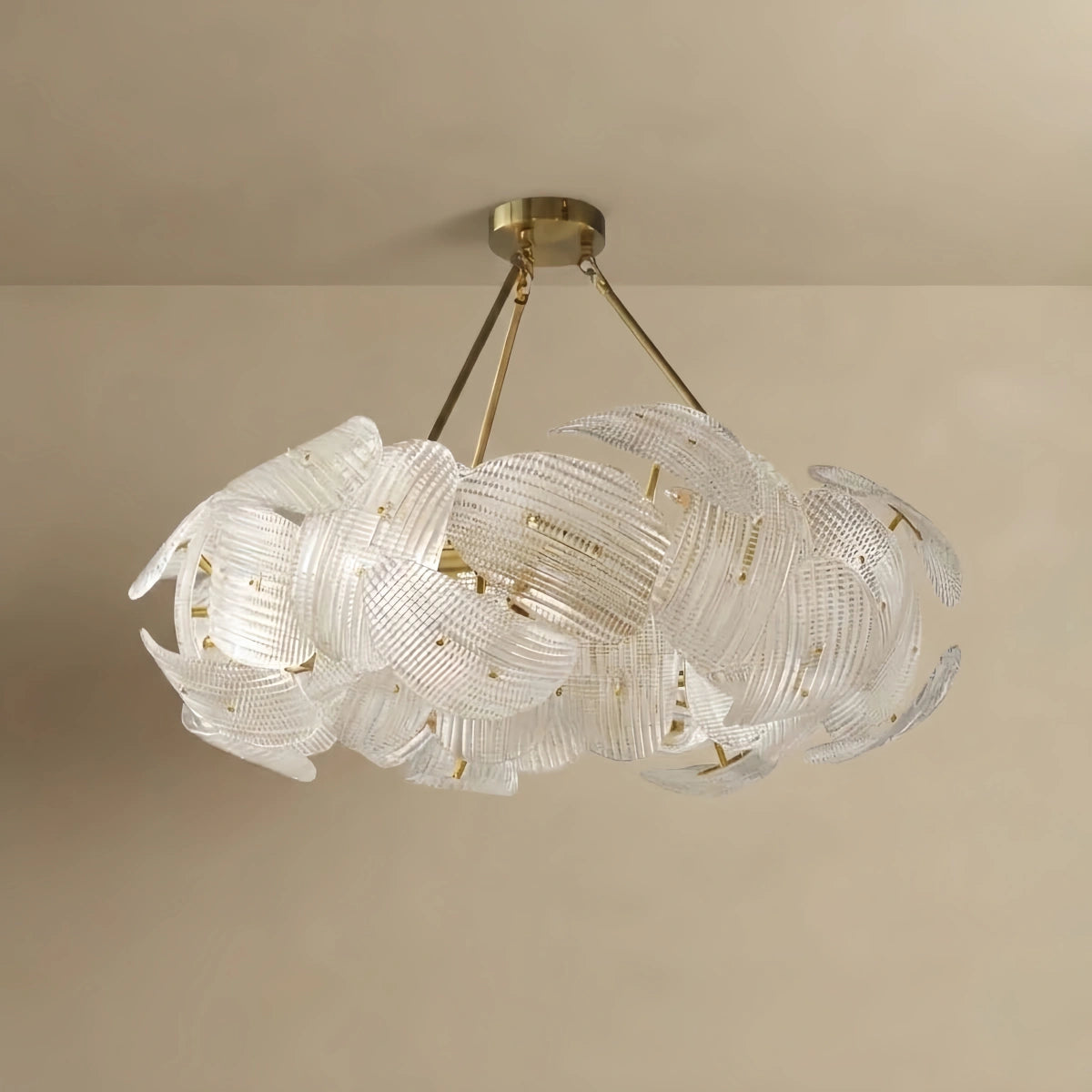 Elegant Petal Glass Chandelier -- Round or Linear for Bedroom Dining Room