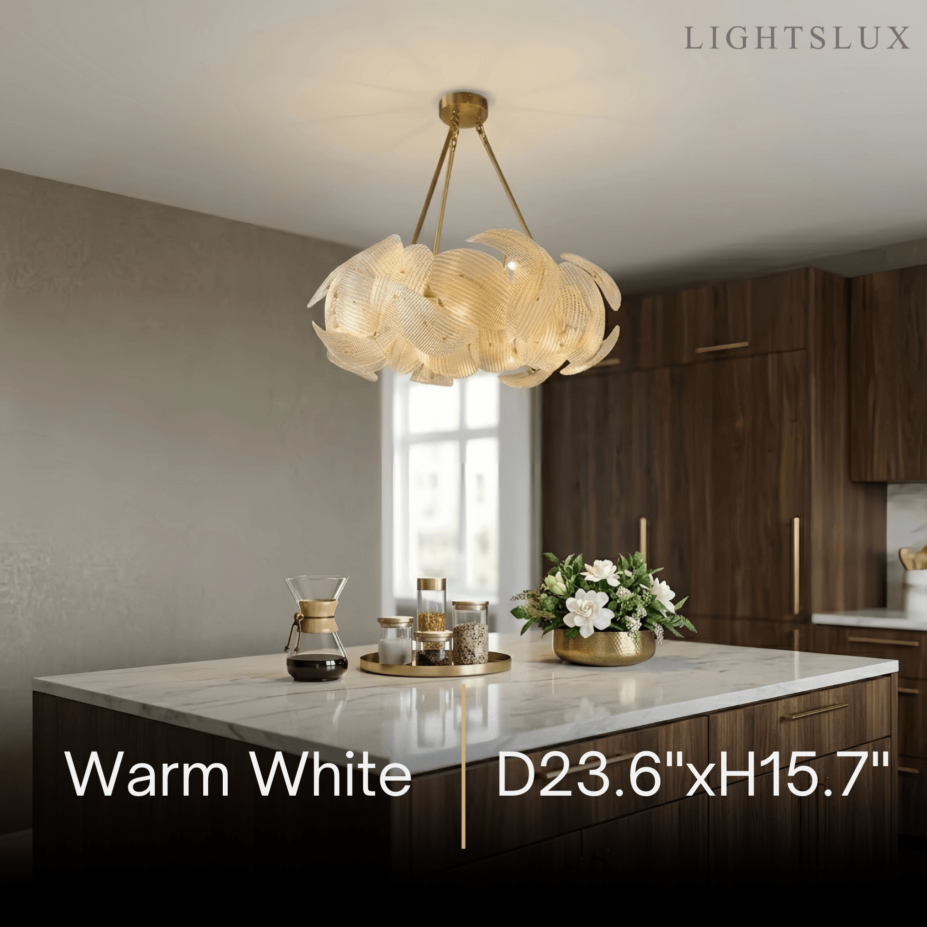 Elegant Petal Glass Chandelier -- Round or Linear