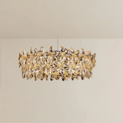 Excelis Luxury Crystal Flower Chandelier – Clear Crystal for Living Room / Dining Room