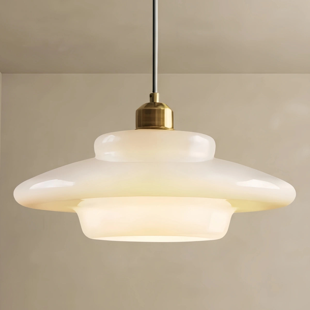 Minimalist Milk Glass Dome Pendant Light -- Frosted White for Dining Room Kitchen
