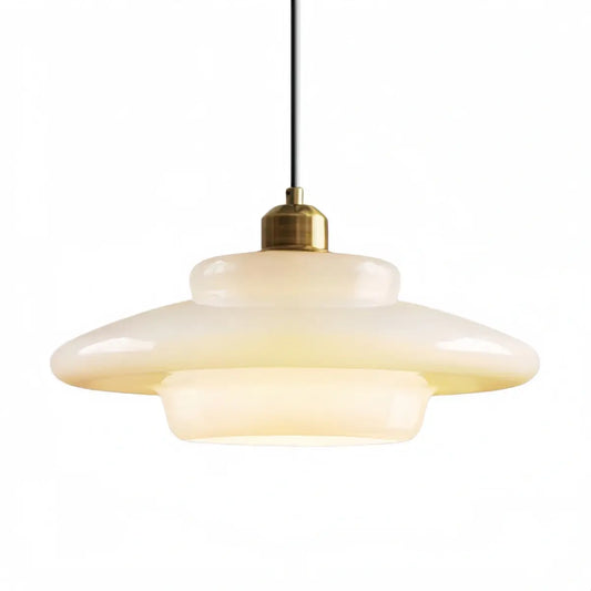 Minimalist Milk Glass Dome Pendant Light -- Frosted White