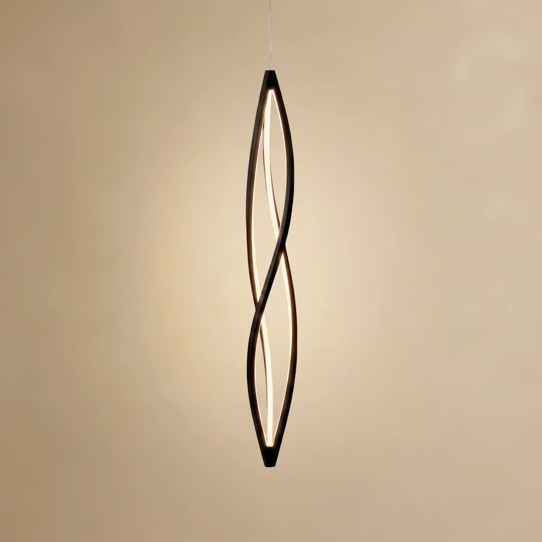 Art Deco Helix Pendant Light – Black/White Aluminum for Dining Room / Staircase