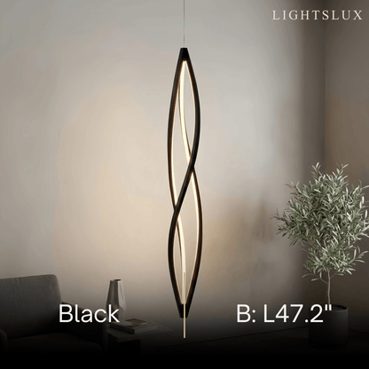 Arcato Art Deco Helix Pendant Light – Black/White Aluminum for Dining Room / Staircase