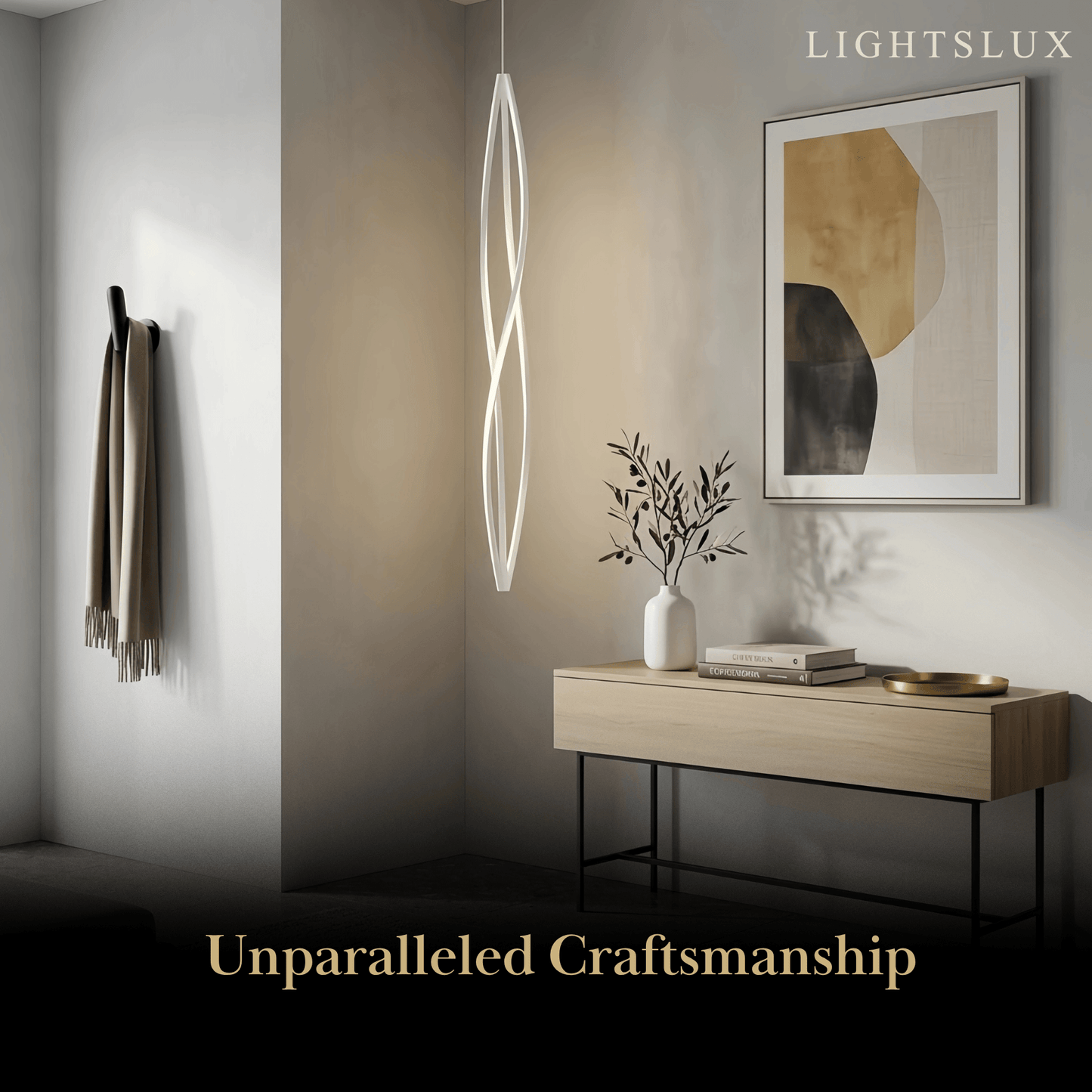 Arcato Art Deco Helix Pendant Light – Black/White Aluminum for Dining Room / Staircase