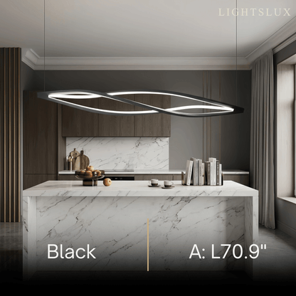 Arcato Art Deco Helix Pendant Light – Black/White Aluminum for Dining Room / Staircase