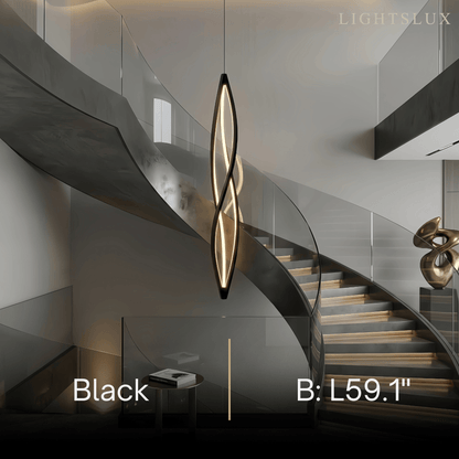 Arcato Art Deco Helix Pendant Light – Black/White Aluminum for Dining Room / Staircase