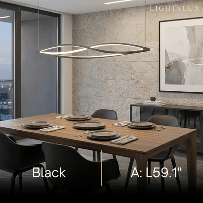 Arcato Art Deco Helix Pendant Light – Black/White Aluminum for Dining Room / Staircase