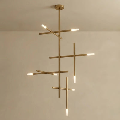 Stick Chandelier -- Metal Gold or Black for Living Room 