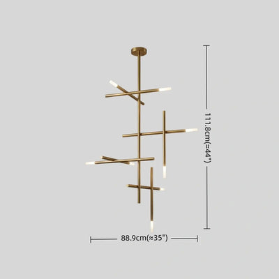Modern Stick Chandelier -- Metal Gold or Black