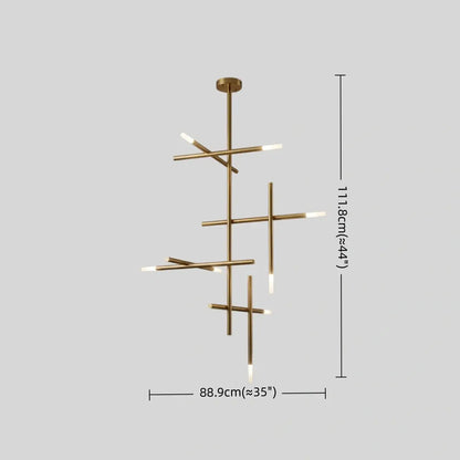 Modern Stick Chandelier -- Metal Gold or Black