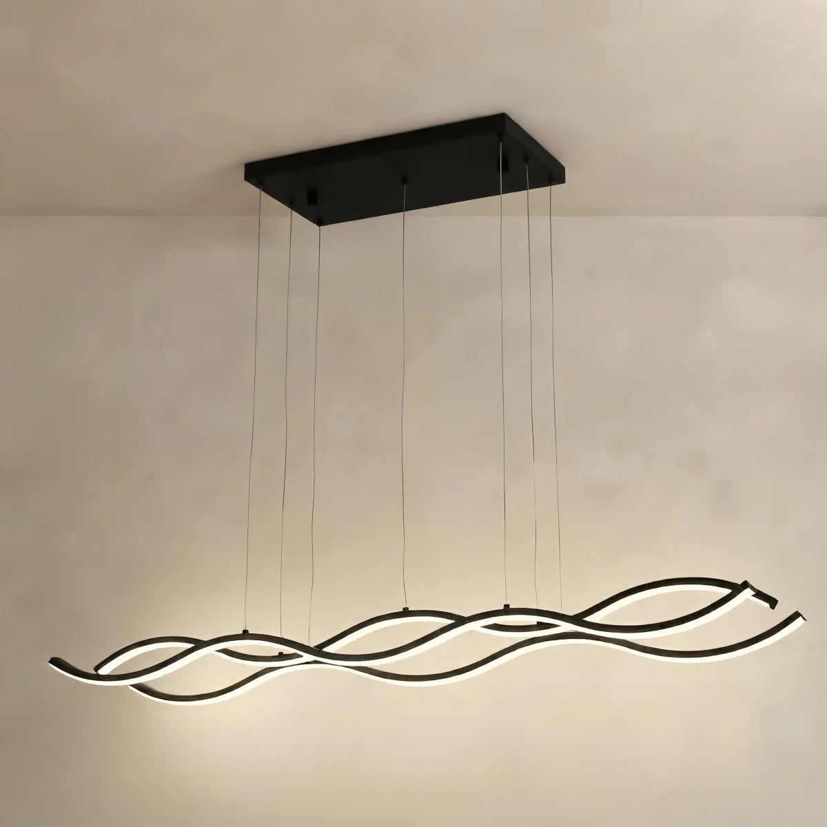 Arcato Modern Wavy Pendant Light -- Acrylic & Metal Black/White/Gold for Kitchen Island