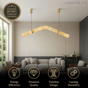 Contemporary Curved Alabaster Pendant Light -- White