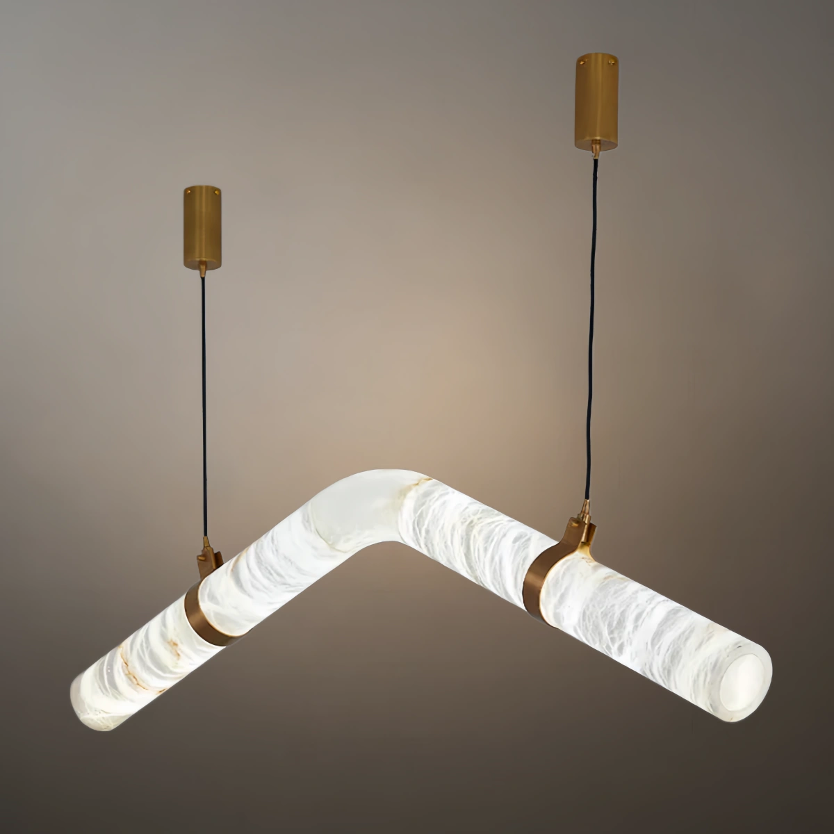Contemporary NCurved Alabaster Pendant Light -- White