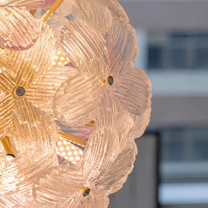 Art Deco Glass Orb Chandelier -- Pink