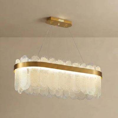 Glass Chandelier -- Gold with Smoky Gray/Clear Glass for Dining Room Kitchen