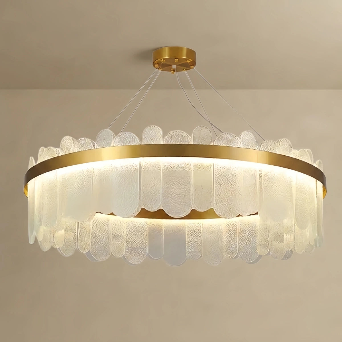 Glass Chandelier -- Gold with Smoky Gray/Clear for Bedroom