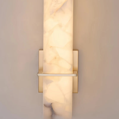 Alba Minimalist Cuboid Wall Lamp -- White Alabaster & Metal for Bedroom Living Room