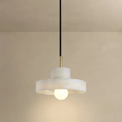 Alba Modern Pendant Lamp -- Alabaster Hat-Shape for Dining Room