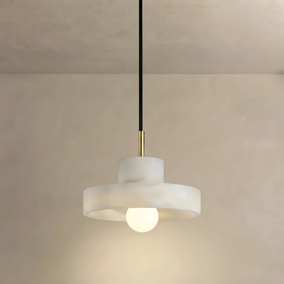 Modern_Pendant_Lamp_--_Alabaster_Hat-Shape_for_Dining_Room