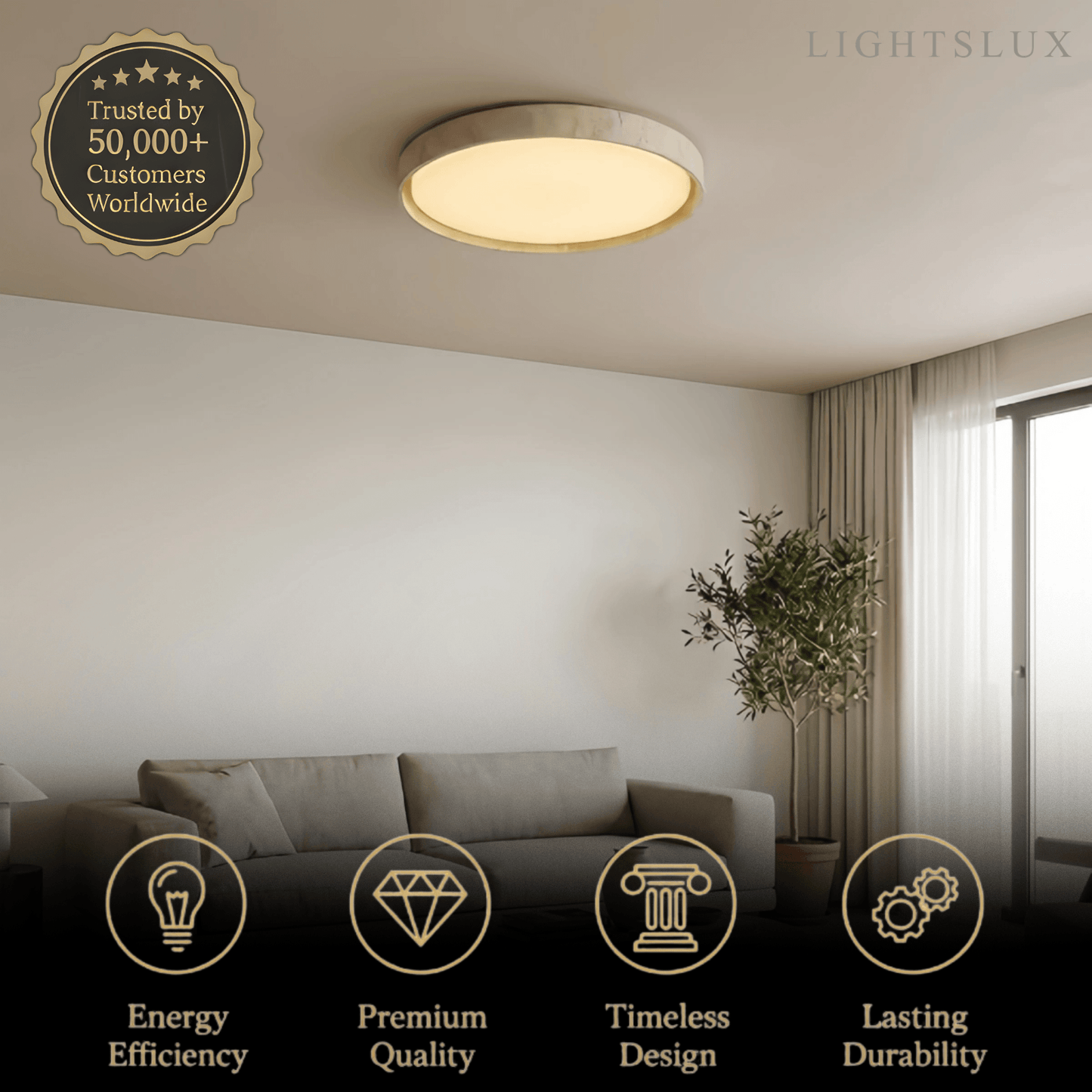 Strata Modern Minimalist Travertine Ceiling Light