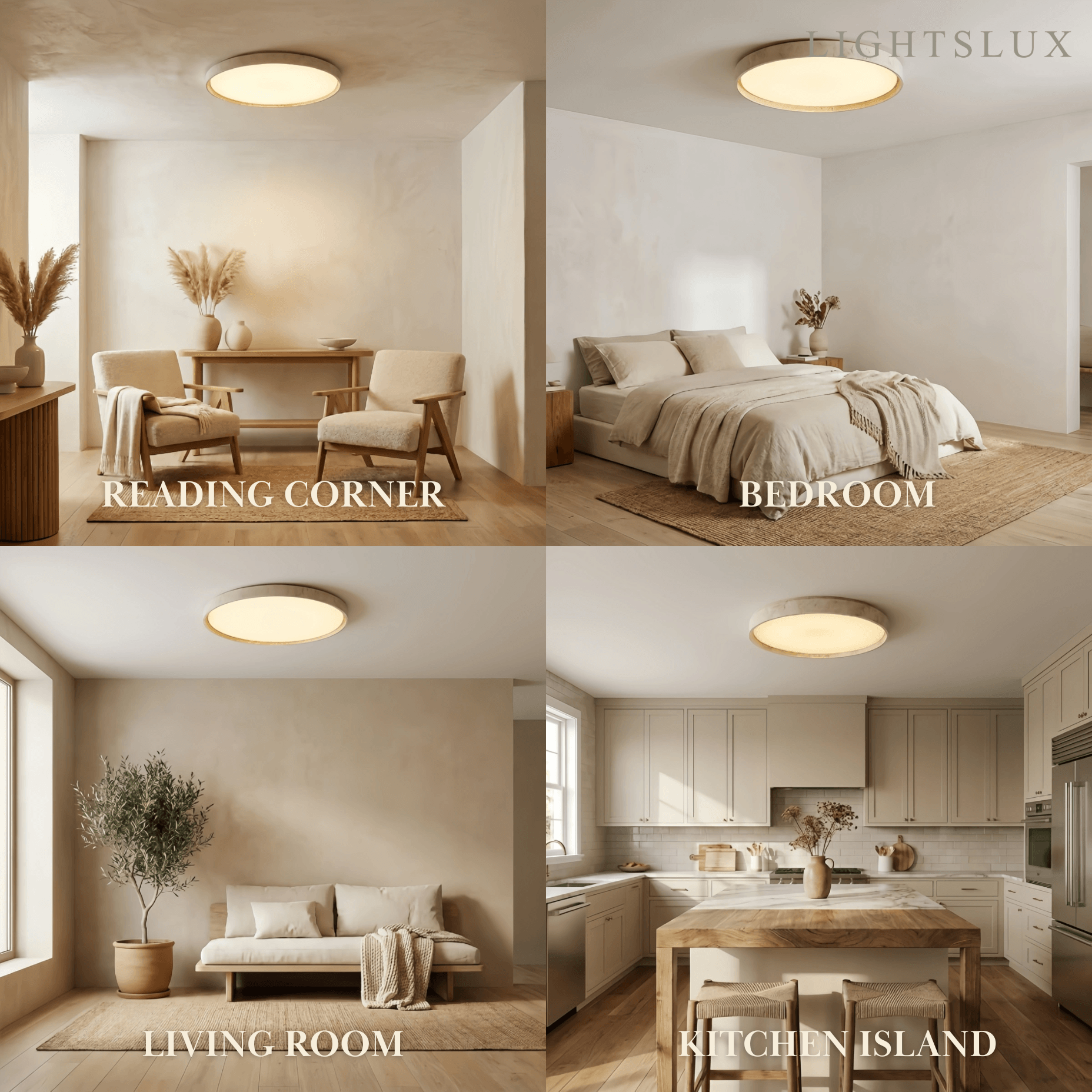Strata Modern Minimalist Travertine Ceiling Light
